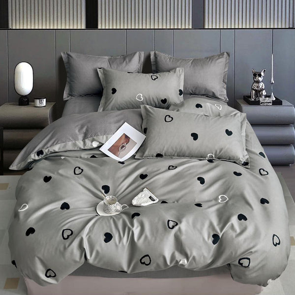 Двойно спално бельо от 100% памук и чаршаф с ластик, 6 части с код GT-255