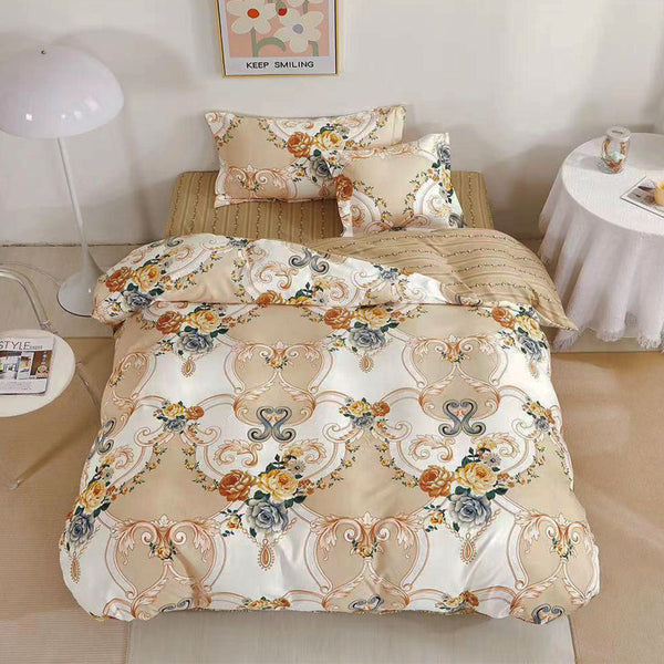 Единично спално бельо с удобен чаршаф с ластик, 100% памук в 4 части с код T60-103