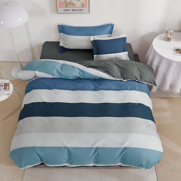 Единично спално бельо с удобен чаршаф с ластик, 100% памук в 4 части с код T60-116