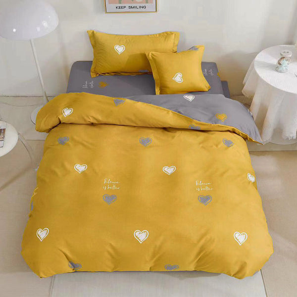 Единично спално бельо с удобен чаршаф с ластик, 100% памук в 4 части с код T60-76