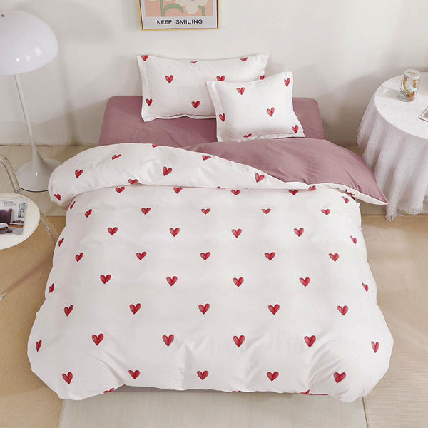 Единично спално бельо с удобен чаршаф с ластик, 100% памук в 4 части с код T60-89