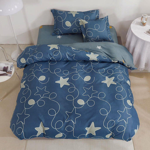 Единично спално бельо с удобен чаршаф с ластик, 100% памук в 4 части с код T60-90