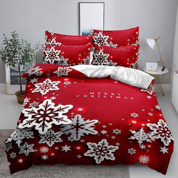Коледно спално бельо, 100% памук, 6 части, двулицево с код K-12