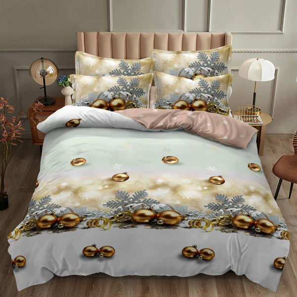 Коледно спално бельо, 100% памук, 6 части, двулицево с код K-07