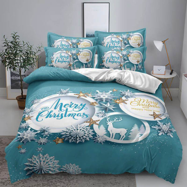 Коледно спално бельо, 100% памук, 6 части, двулицево с код K-16