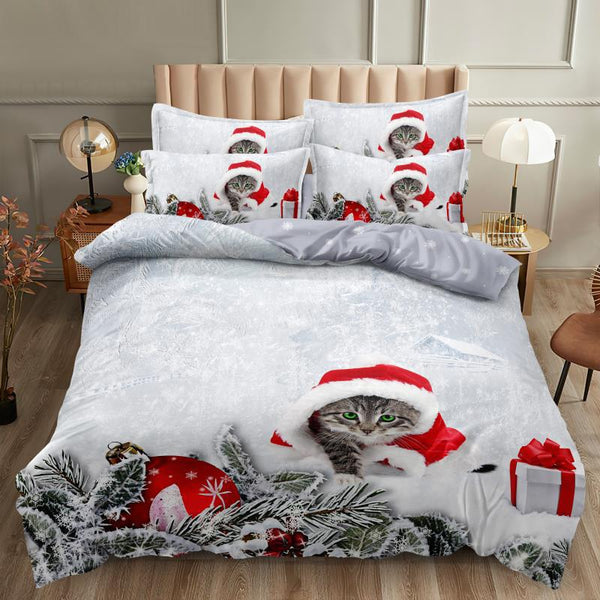 Коледно спално бельо, 100% памук, 6 части, двулицево с код K-01