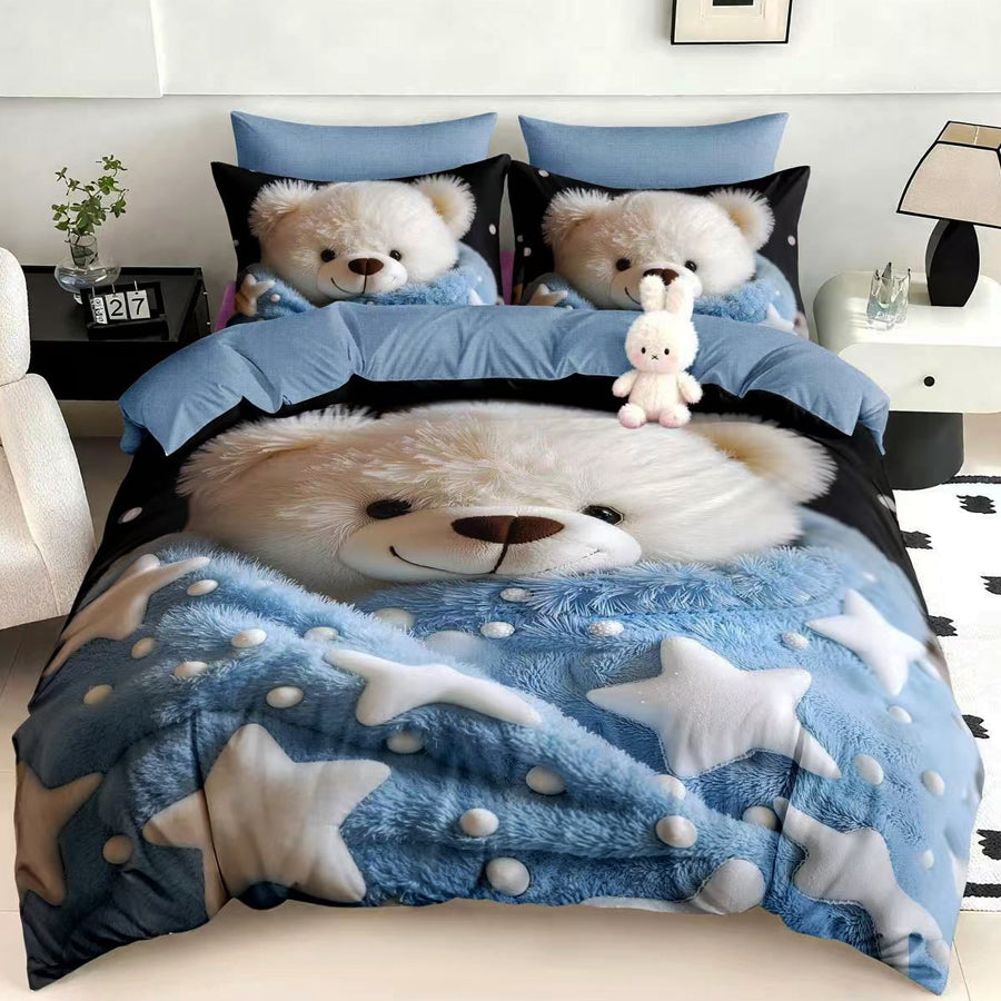 Спален комплект 100% памук с чаршаф с ластик – модел 5D-08