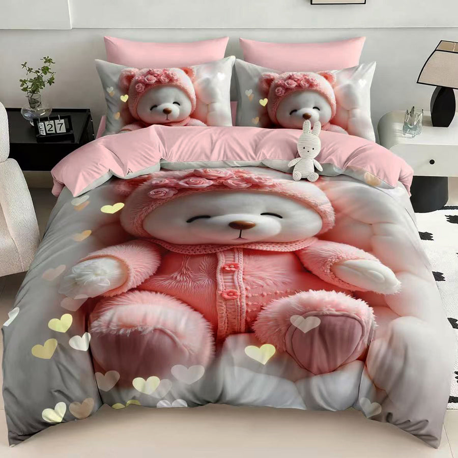 Спален комплект 100% памук с чаршаф с ластик – модел 5D-09