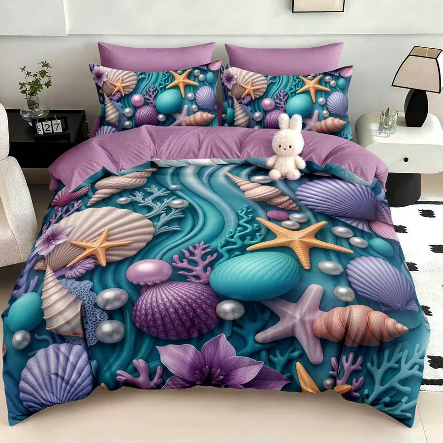 Спален комплект 100% памук с чаршаф с ластик – модел 5D-12