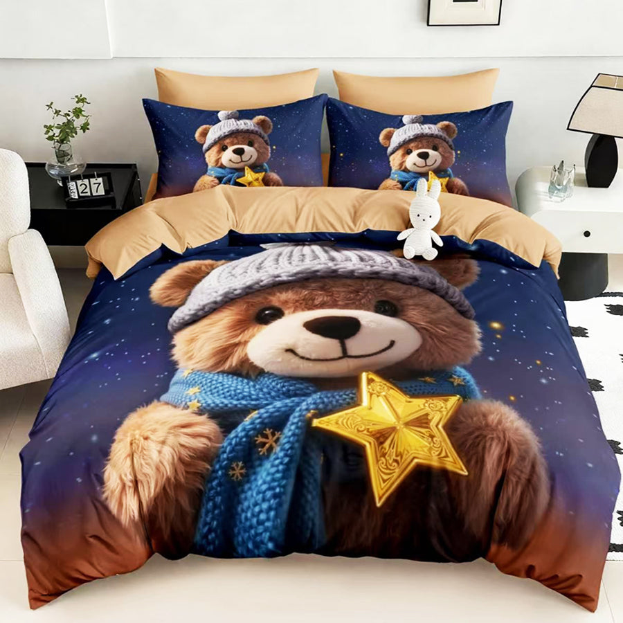 Спален комплект 100% памук с чаршаф с ластик – модел 5D-17