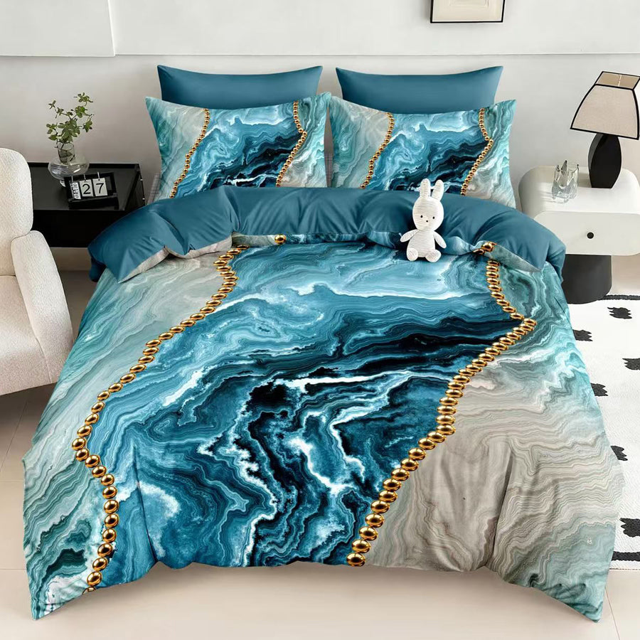 Спален комплект 100% памук с чаршаф с ластик – модел 5D-18