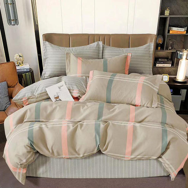 Топ модел цветен двоен спален комплект от 100% памук в 6 части с код 60-501