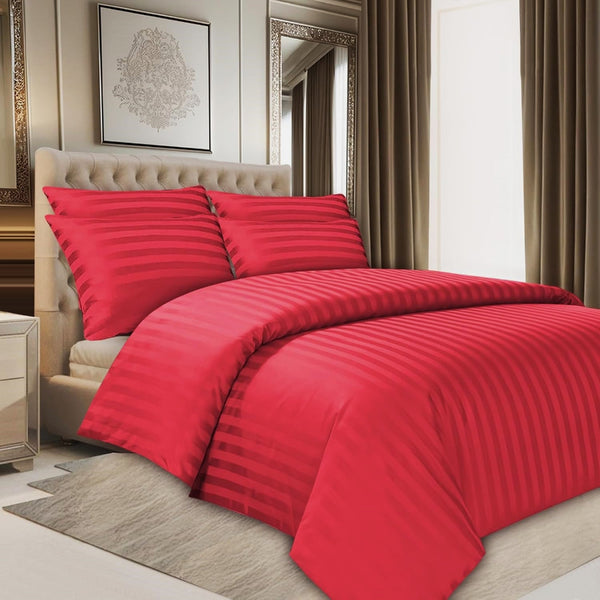 Елегантен спален комплект от памучен сатен, 4 части с ластик, AT-01