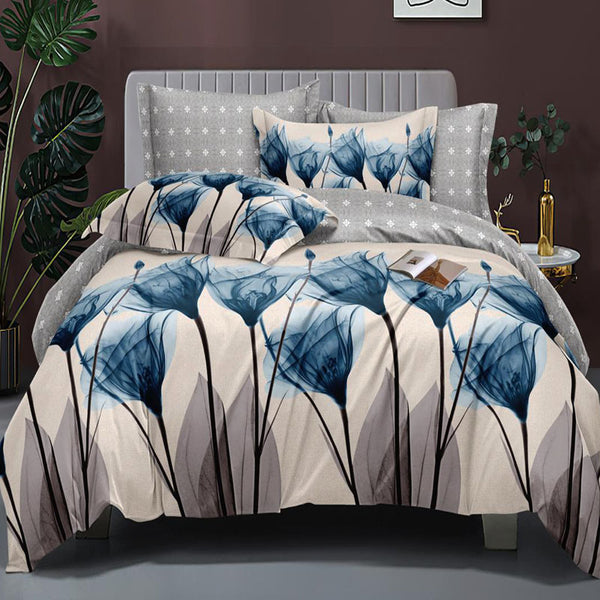 Комфортно двойно спално бельо с чаршаф с ластик, 100% памук, 4 части с код E-42