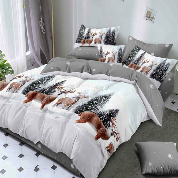 Коледно спално бельо, 100% памук, 6 части, двулицево с код K-13