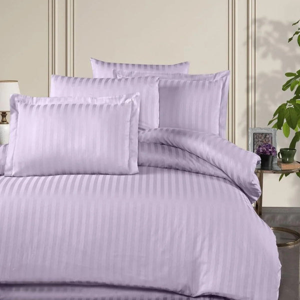 Елегантен спален комплект от памучен сатен, 4 части с ластик, AT-58