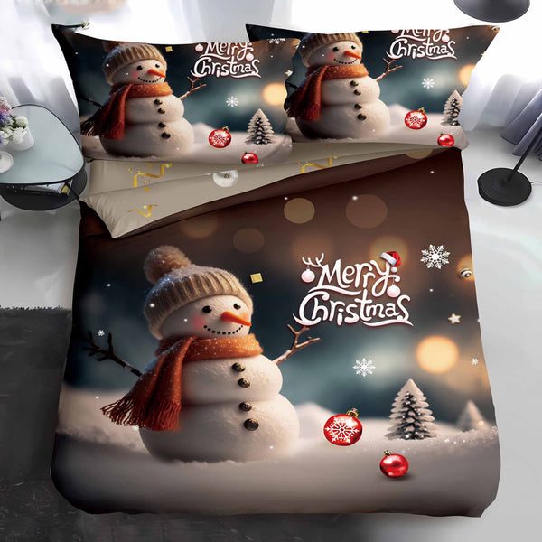 Единично коледно спално бельо от 100% памук в 4 части с код QY-07