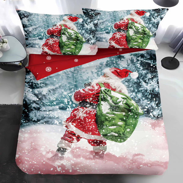 Единично коледно спално бельо от 100% памук в 4 части с код QY-19