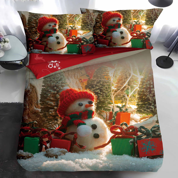 Единично коледно спално бельо от 100% памук в 4 части с код QY-38