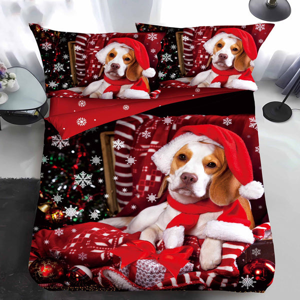 Единично коледно спално бельо от 100% памук в 4 части с код QY-39