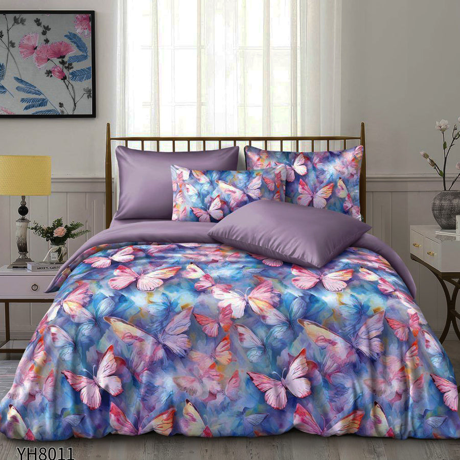 Флорални десени от памучен сатен с ластик, 4 части YH8011