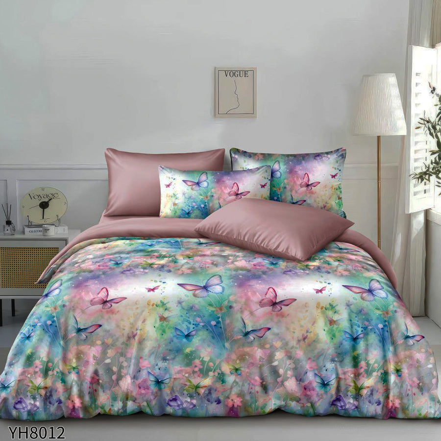 Флорални десени от памучен сатен с ластик, 4 части YH8012