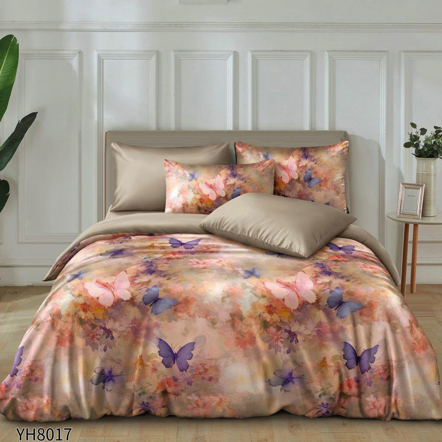 Флорални десени от памучен сатен с ластик, 4 части YH8017