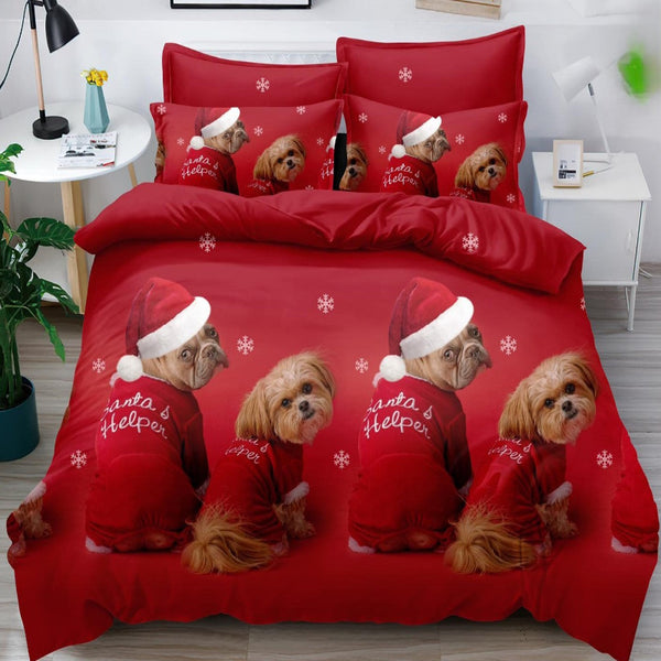 Коледно спално бельо, 100% памук, 6 части, двулицево с код Q60-35